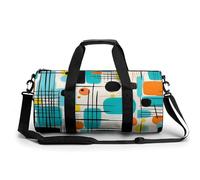 Borsone da viaggio leggero con griglia vintage e Starbursts arancione secolo moderno divertente grande borsa da palestra novità leggera borsone da viaggio, Stile:, 17.7in/9in/9in