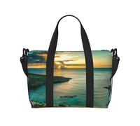 Borsone da viaggio leggero con stampa di una mucca delle Highlands, borsa da viaggio con tracolla regolabile, per viaggi nel fine settimana, palestra, viaggi, uso quotidiano, Alba sopra Hanauma Bay