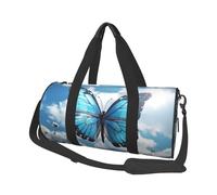 Borsone da viaggio leggero da portare con sé borse per la notte blu barca a vela sport tote zaino da palestra con tracolla regolabile borse ospedaliere borsa pieghevole per donne uomini, Farfalla Blu