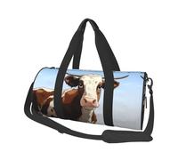 Borsone da viaggio leggero da portare con sé borse per la notte con vista 3D per sport a cavallo zaino da palestra con tracolla regolabile borse ospedaliere borsa pieghevole per donne uomini, Mucca