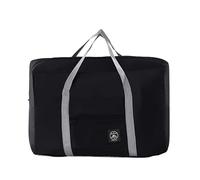 Borsone da viaggio leggero e pieghevole - Borsa da palestra in nylon resistente all'acqua - Comodo design con gancio per bagagli, Colore unico, Nero