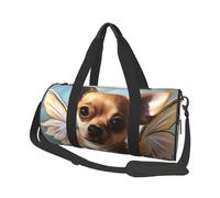 Borsone da viaggio leggero piccolo borsa da palestra pieghevole Weekender Borse da notte con tracolla regolabile Carry On Tote Bags Brown Chihuahua Angel Wings Borsa da ospedale per donne uomini