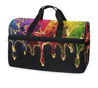 Borsone da viaggio liquido liquido effetto marmo arcobaleno glitter oro per uomini, donne, ragazzi ragazze adolescenti, borsa sportiva oversize con scomparto per scarpe durante la notte, fine