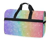 Borsone da viaggio magico con glitter arcobaleno astratto per uomini, donne, ragazzi, ragazze, adolescenti, borsa da palestra oversize con scomparto per scarpe durante la notte, fine settimana, yoga,