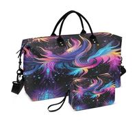 Borsone da viaggio multicolore con ali e tracolla regolabile, per viaggi, palestra, yoga, fine settimana, Multicolore, Taglia unica, Beauty case