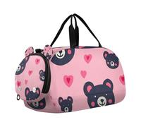 Borsone da viaggio multifunzionale per bambini, con scomparto per scarpe, per bambini e ragazzi, con motivo a orso e animale, per San Valentino