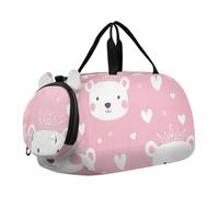 Borsone da viaggio multifunzionale per bambini, motivo: orso di San Valentino, con scomparto per scarpe, per viaggi, sport, fitness e allenamento