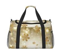 Borsone da viaggio natalizio in seta dorata, borsa da weekend, weekend, borsa a mano, per allenamento, sport, ospedale