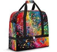 Borsone da viaggio nero astratto matematico per donne e uomini, borsa da palestra pieghevole matematica per lo sport o la notte borsa da viaggio borsa da cabina con scomparto per scarpe, Multicolore