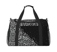 Borsone da viaggio nero bianco glitterato borsa week-end weekend borsa a mano per allenamento sport ospedale
