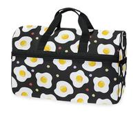 Borsone da viaggio nero con uova senza cuciture per uomini, donne, ragazzi, ragazze, adolescenti, borsa da palestra oversize con scomparto per scarpe durante la notte, fine settimana, yoga,