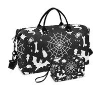 Borsone da viaggio nero per feste di Halloween, borsa sportiva da palestra con borsa da toilette per aereo, set da 2 pezzi, nero per feste di Halloween, 1 taglia, nero Halloween Party, 1 size