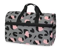 Borsone da viaggio nero rosa leopardato per uomini donne ragazzi ragazze adolescenti, borsa sportiva oversize con scomparto per scarpe durante la notte fine settimana yoga allenamento borsa da