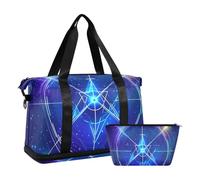 Borsone da viaggio oversize blu scuro con tarocchi mistici astrologici borsa da viaggio sport da palestra con borsa da toilette per viaggio multifunzionale, Astrologia dei tarocchi mistici blu scuro,