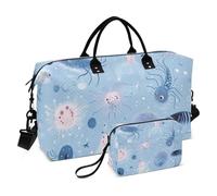 Borsone da viaggio oversize colorato con mostro dei cartoni animati borsa da viaggio borsa da notte borsone sportivo con cinghia regolabile per il viaggio set da 2 pezzi, Mostro colorato dei cartoni