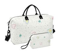 Borsone da viaggio oversize con cuore fresco verde pesca borsa da viaggio borsa tote con tracolla regolabile per escursioni impermeabile, Cuore fresco carino verde pesca, 1 size