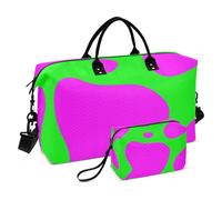 Borsone da viaggio oversize con design verde e viola, borsa da palestra con tracolla regolabile per allenamento multifunzionale, Verde e viola Design Colore Clash, 1 size