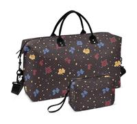 Borsone da viaggio oversize con fiocchi di rose e fiori in marrone scuro, borsa da palestra grande per weekend, borsa da palestra con borsa da toilette per palestra, set da 2 pezzi