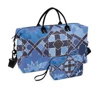 Borsone da viaggio oversize con motivo geometrico di stelle e linee, borsa da viaggio per weekender, borsa da viaggio per la notte, borsa da palestra con borsa da toilette pieghevole, Un motivo