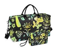 Borsone da viaggio oversize con rane, funghi, falene, safari, farfalle, neon, borsone da viaggio per la notte, per palestra, sport, borsone con tracolla regolabile, multifunzionale, per palestra, Rane