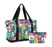 Borsone da viaggio oversize cubo astratto borse per il fine settimana borsa sportiva da allenamento con borsa da toilette per allenamento impermeabile, cubo astratto, taglia unica, cubo astratto,
