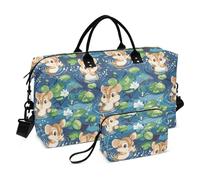 Borsone da viaggio oversize da portare con sé, borsa sportiva da palestra con tracolla regolabile per escursionismo multifunzionale, Simpatico animale un fiume