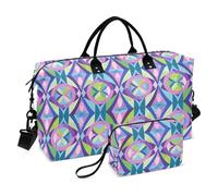 Borsone da viaggio oversize da viaggio borsa da allenamento con cinghia regolabile per allenamento multifunzionale, Coraline retro geometrico rosa