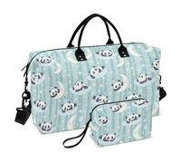 Borsone da viaggio oversize da viaggio, borsone da viaggio, borsone da allenamento, con cinghia regolabile, impermeabile, carino cartone animato panda luna strisce