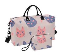 Borsone da viaggio oversize divertente rosa blu con volti e cuori borsa da notte con tracolla regolabile borsa sportiva tote palestra per yoga yoga impermeabile, Divertenti volti e cuori blu rosa, 1