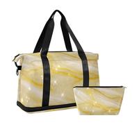 Borsone da viaggio oversize in finto marmo glitterato dorato borsa da viaggio borsa da viaggio con borsa da toeletta per viaggio pieghevole, Falso Glitter Marmo grana oro, 1 size