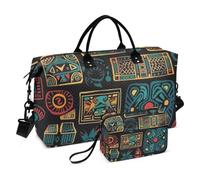 Borsone da viaggio oversize in stile vintage con geometria colorata, borsa da palestra con borsa da toilette per viaggi di lavoro di grande capacità, Geometrie colorate in stile vintage, 1 size