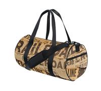 Borsone da viaggio oversize marrone retrò patchwork giornali grande borsa da palestra yoga multifunzionale