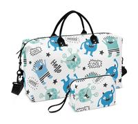 Borsone da viaggio oversize Monster Hello Weekender, borsa da viaggio per la notte, con tracolla regolabile, per palestra, sport, viaggi, set da 2 pezzi, Ciao mostro, 1 Size