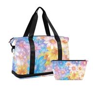 Borsone da viaggio oversize per la festa dei genitori con bellissimi fiori borsa da viaggio per la notte con borsa da toilette per viaggio multifunzionale, Festa dei genitori Bellissimi fiori, 1 size
