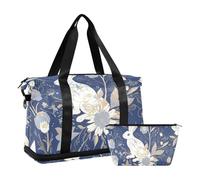 Borsone da viaggio oversize vintage blu coniglio con tasca bagnata cinturino regolabile borsa sportiva da palestra per escursionismo set da 2 pezzi per uomo donna