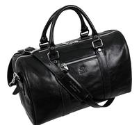 Borsone da Viaggio Pelle Artigianale Made in Italy - Borsone da Viaggio Donna Weekend con Tracolla Removibile - Borsa Viaggio Piccola Ideale Come Bagaglio a Mano - Time Resistance (Nero)