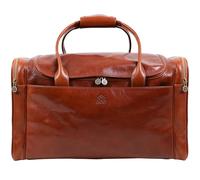 Borsone da Viaggio Pelle Artigianale Made in Italy - Borsone da Viaggio Donna Weekend con Tracolla Rimovibile - Borsone in Pelle Uomo con 4 Tasche Esterne - Time Resistance (Cognac)
