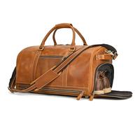Borsone da Viaggio Pelle Vintage per Uomo Grande Borse a Tracolla per Vacanze Porta Abiti Borsa da Weekend in Vera Pella, Borse Weekender da Viaggio con Scomparto Scarpe, marrone chiaro