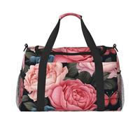 Borsone da viaggio Peony Rose con farfalla e fiore per palestra durante la notte borsa da weekend per uomo donna leggero bagaglio a mano per allenamento vacanza