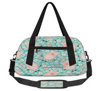 Borsone da viaggio per bambini a forma di maiale con motivo floreale, per ragazze e ragazzi, borsa leggera per sport e palestra, piccola borsa da viaggio o da ballo, Fiore di mai, 18.5L x 7.8W x 9.4H