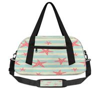 Borsone da viaggio per bambini a righe con stelle marine nautiche per ragazze e ragazzi, borsa leggera per sport e palestra per bambini, piccola borsa da viaggio per la danza, Striscia di stelle