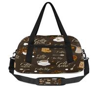 Borsone da viaggio per bambini a tema caffè, per ragazze e ragazzi, borsa leggera per sport, palestra per bambini, piccola borsa da viaggio e danza, Tema caffè, 18.5L x 7.8W x 9.4H