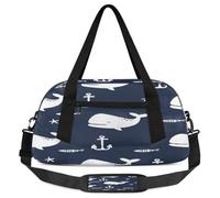 Borsone da viaggio per bambini con ancora nautica, per ragazze e ragazzi, motivo balena in stile cartone animato, leggero, borsa da palestra per bambini, piccola borsa da viaggio per la danza, Ancora