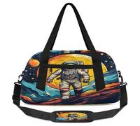 Borsone da viaggio per bambini con astronauta retrò universo, piccola borsa sportiva leggera per ragazzi e ragazze, borsa da viaggio per il weekend, borsa da palestra per scuola, sport e pigiama party