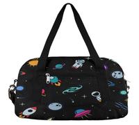 Borsone da viaggio per bambini con astronauti dello spazio esterno, per ragazze e ragazzi, motivo pianeta cartone animato, leggero, per sport, palestra, per bambini, piccolo, per la notte, weekender,