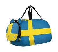 Borsone da viaggio per bambini, con bandiera del mondo, per il fine settimana, per la notte, per ragazze, da viaggio, da palestra, Bandiera della Svezia blu, classico