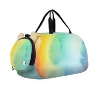 Borsone da viaggio per bambini, con bandiera del mondo, per il fine settimana, per la notte, per ragazze, da viaggio, da palestra, acquerello arcobaleno, classico