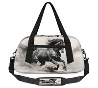 Borsone da viaggio per bambini con cavallo che corre nero, per ragazze e ragazzi, borsa leggera da palestra per bambini, piccola borsa da viaggio per danza, Cavallo da corsa nero, 18.5L x 7.8W x 9.4H