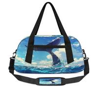 Borsone da viaggio per bambini con coda di balena, per ragazze e ragazzi, borsa leggera per sport e palestra, piccola borsa da viaggio per danza, Coda di balena, 18.5L x 7.8W x 9.4H