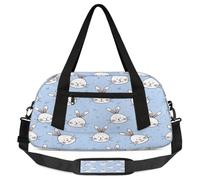Borsone da viaggio per bambini con coniglietti in stile cartone animato, per ragazze e ragazzi, con coniglietto, leggero, per sport, palestra, per bambini, per la notte, weekender, da portare con sé,